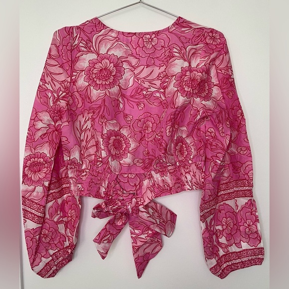Band of The Free NWT Pink Floral Long Sleeve Lunaria Crop Top - Picture 9 of 9